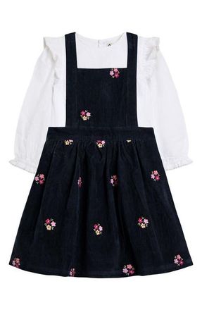 JoJo Maman B&eacute;b&eacute; Ruffle Top & Corduroy Dress Set in Navy at Nordstrom, Size 18-24M