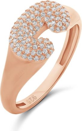 SHYMI Pav&eacute; Bubble Initial Ring in Rose at Nordstrom, Size 8