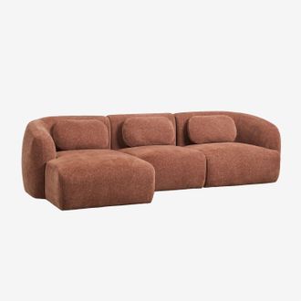 Sklum Sof&aacute; Modular Chaise Longue Izquierdo De 3 Piezas En Chenilla Coquette Sklum