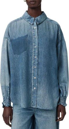 AllSaints Charli Button-Up Denim Shirt in Illusion Indigo at Nordstrom, Size X-Small