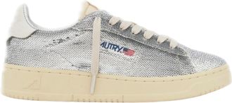 Autry Dallas Low Bloom Sparkling WomenS Sequin Sneakers In Silver & White Ti05 Dallas Silver/White