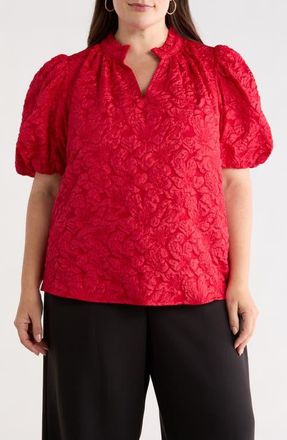 Sugarlips Arielle Jacquard Puff Sleeve Top in Red at Nordstrom, Size 3 X