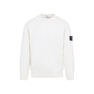 Stone Island White Round Neck Logo Sweatshirt