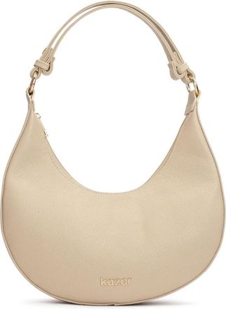 Kazar Beige leren handtas met een unieke vorm - Dames - Schoudertassen - Beige - ONE Size - Leer - Tassen