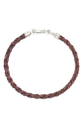 Caputo & Co. Twisted Braid Leather Bracelet in Antique Brown at Nordstrom