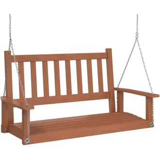 vidaXL Banco Columpio Jard&iacute;n Con Cadenas De Metal Madera Abeto Marr&oacute;n Vidaxl