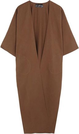 Cortana Culta- lang oversized henna jas - Dames - Zomerjassen - Bruin - L - Linnen - Jassen
