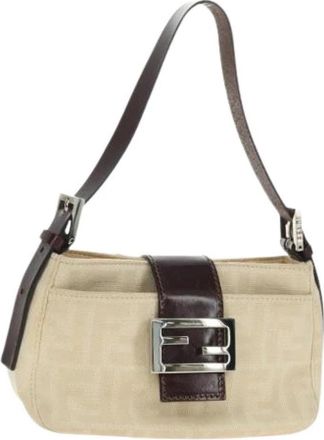 Fendi Pre-owned Zucca Canvas Shoulder Bag - Dames - Vintage Schoudertas - Beige - ONE Size - Leer - Vintage