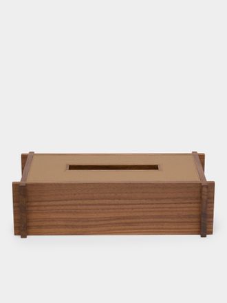 Giobagnara Structura Leather and Wood Tissue Holder