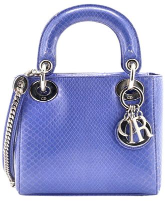 Dior Blue Python Skin Leather Lady Dior Chain (Authentic Pre-Loved)