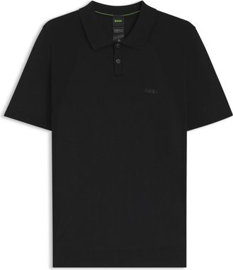 HUGO BOSS Mens Momentum-Lite Short Sleeve Polo Shirt in Black Cotton - Size X-Large