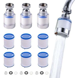 Elle Filtro Antical Giratorio De 360&deg; Para Grifo, De 3 Piezas, Transparente, Con 6 Elementos Filtrantes De Algod&oacute;n Pp. Filtro Para Grifo Para El Hogar, La 