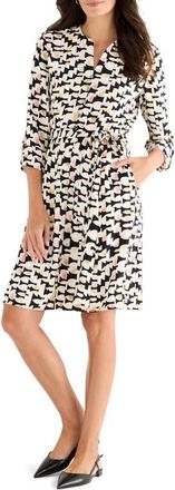 Nic+Zoe Mod Mix Zelda Tie Waist Dress in Black Multi at Nordstrom, Size Xx-Large