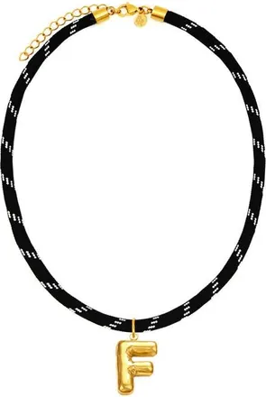 Petit Moments Bubble Initial Pendant Cord Necklace in Black-F at Nordstrom
