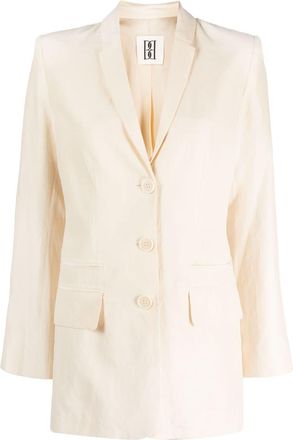 By Malene Birger Porter single-breasted blazer - women - Cupro/Polyester/Viscose/Viscose/Linen/Flax - 34 - Neutrals