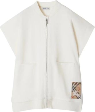 Burberry Cape met ruitprint - Dames - Vesten met rits - Beige - L - Wol - Hoodies & sweatvesten