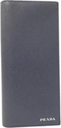 Prada Tweedehands leren portemonnees - Dames - Vintage Accessoires - Blauw - ONE Size - Vintage