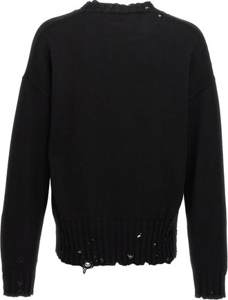 Marni Destroyed-Effect Cotton Sweater - Black