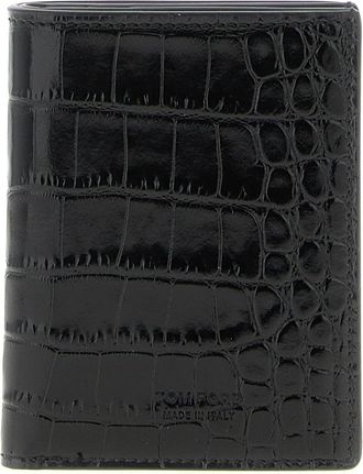 Tom Ford Cardholder Stmpa Crocodile Portafogli Nero-Uomo