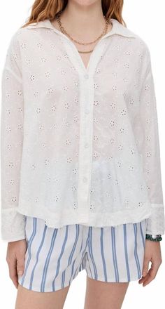 Free People Mae Eyelet Shirt In Ecru Wash