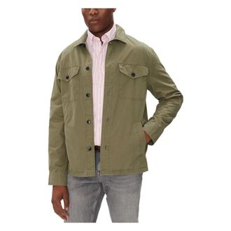 Tommy Hilfiger Cotton Twill Shirt J - Heren - Zomerjassen - Groen - S - Katoen - Jassen