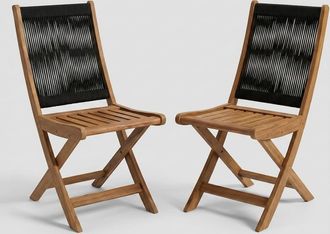 Decorspace Set De 2 Sillas Plegables De Madera Para Exterior Danubio - Negro