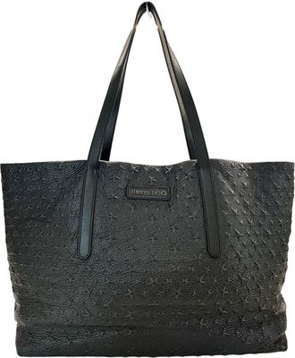 Jimmy Choo London Black Camouflage Leather Handbag Tote Bag (Pre-Owned)
