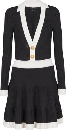 Balmain v-neck pleated knit dress - Nero