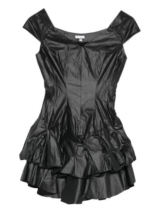 Judy Turner Oli V-neck ruffled mini dress - Black