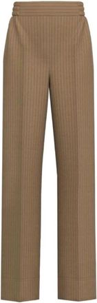 Marella Straight Broeken - Dames - Straight fit broeken - Beige - XL - Leer - Broeken