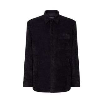Dolce & Gabbana Casual Shirts, male, Black, Size: L Corduroy Shirt Jacket