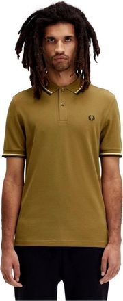 Fred Perry Twin Tipped Polo Shirt in Toast - Heren - Polos - Groen - S - Tops