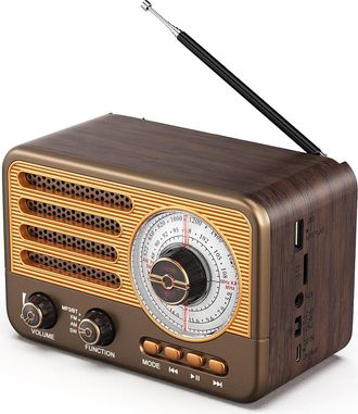OEM Radio Transistor Vintage - Estilo Retro Con Alcance Moderno - Port&aacute;til - Am/fm/sw - Con Usb/tf/aux Mp3 Y Bater&iacute;a Recargable De 1800 Mah