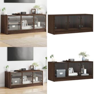 vidaXL Mobile Porta TV con Ante in Vetro Rovere Marrone 102x37x42 cm - Armadio TV - Ante in vetro