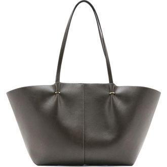 Mango Faux Leather Shopper Bag in Khaki Green at Nordstrom