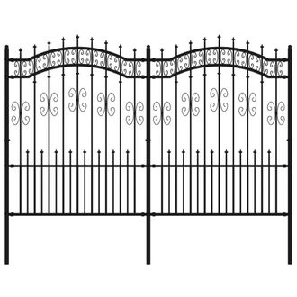Berkfield Home Garden Fence with Spear Top Black 190 cm Powder-coated Steel