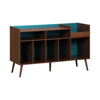 Sweeek Muebles de vinilo vintage bicolor con decoraci&oacute;n de madera oscura
