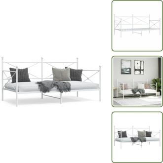 vidaXL The Living Store Dormeuse senza Materasso Bianco 100x190 cm in Acciaio - Letto da giorno