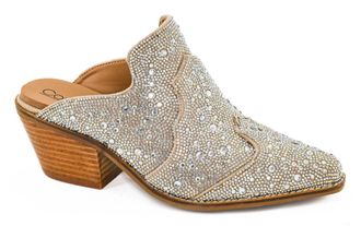 Corkys Footwear Womens Tex Mex Rhinestone Western Mule In Silver