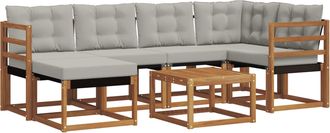 vidaXL Conjunto De Sof&aacute;s De Exterior 7 Uds. Gris Natural Y Claro Vidaxl