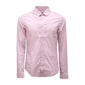 Patrizia Pepe Gestreepte blouse in roze en wit - Heren - Casual Overhemden - Roze - S - Katoen - Overhemden