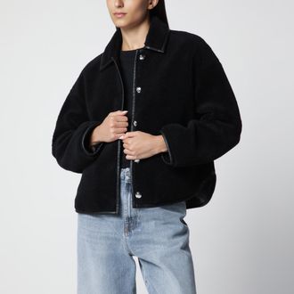 Anine Bing Giacca nera effetto shearling