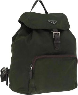 Prada Pre-owned Vintage Rugzak - Dames - Vintage Rugzakken - Groen - ONE Size - Nylon - Vintage