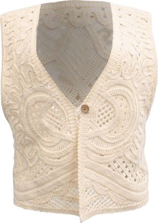 BA&SH Ba & Sh Misti Knitted Waistcoat in Cream Cotton