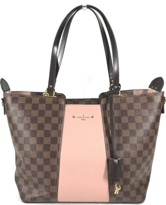 Louis Vuitton Brown Damier Canvas Galle Magnolia Pink Jersey Handbag Shoulder Bag Tote Bag (Pre-Owned)