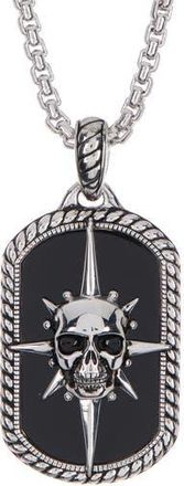 Effy Sterling Silver Onyx Skull Compass Necklace in Black at Nordstrom Rack
