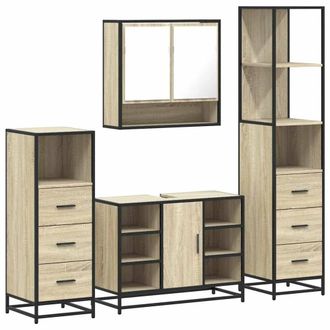 Berkfield Home 4&not;Piece Bathroom Furniture Set&not;Sonoma Oak Engineered Wood