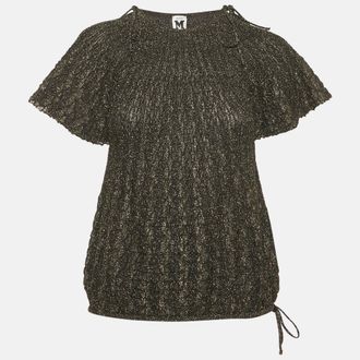 M Missoni Black Lurex Knit Short Sleeve Top L