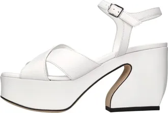 Sergio Rossi Schoenen, Dames, Wit, 41 EU, Leer, Si Rossi Sandal Heel