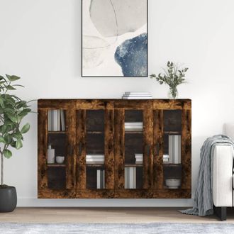 vidaXL Vidaxl - Armarios De Pared 2 Uds Madera De Ingenier&iacute;a Roble Ahumado